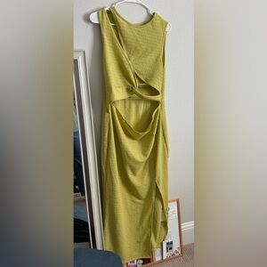 Elegant lime green/ yellow Cut-Out Dress